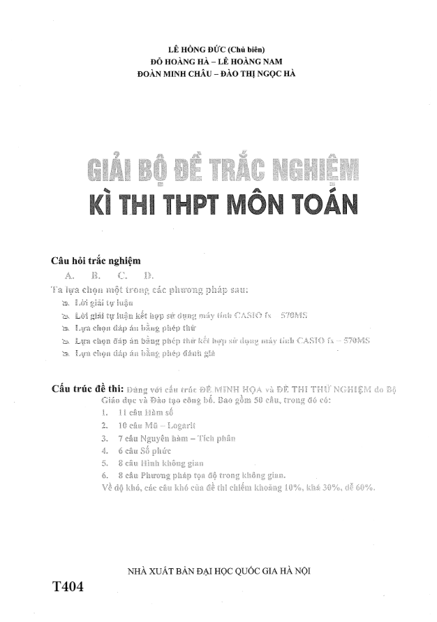 Giải bộ đề trắc nghiệm kỳ thi THPT môn Toán – Lê Hồng Đức