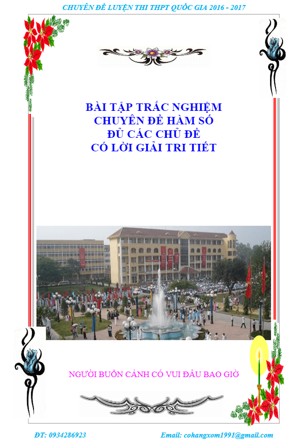 Bài tập trắc nghiệm chuyên đề hàm số có lời giải chi tiết – Phạm Văn Huy