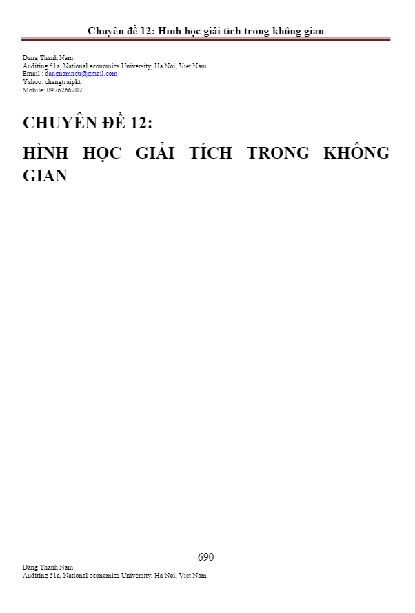 Hình học giải tích không gian – Đặng Thành Nam