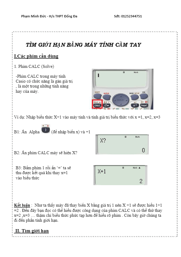 Tìm giới hạn bằng máy tính cầm tay – Phạm Minh Đức