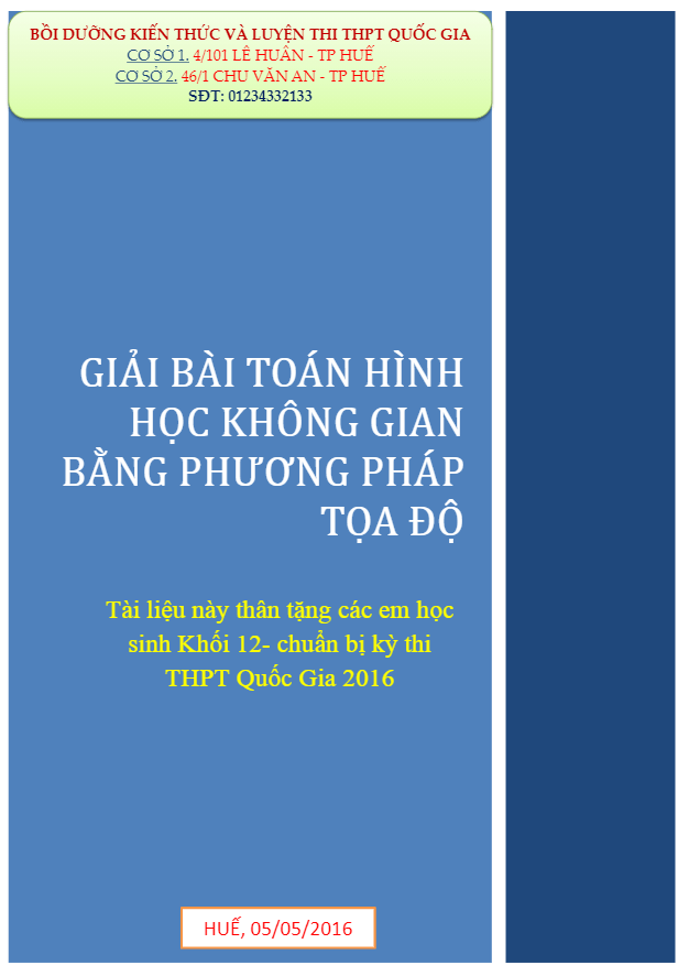 Giải bài toán hình học không gian bằng phương pháp tọa độ – Trần Đình Cư