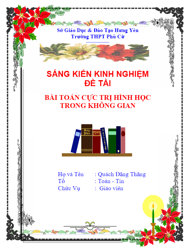 Bài toán cực trị hình học trong không gian – Quách Đăng Thăng