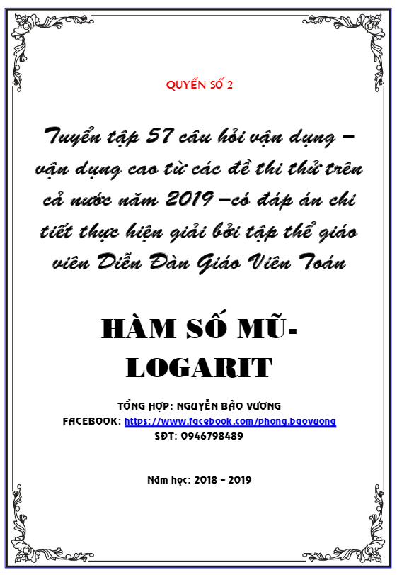 57 bài toán VD – VDC hàm số mũ – logarit có lời giải chi tiết