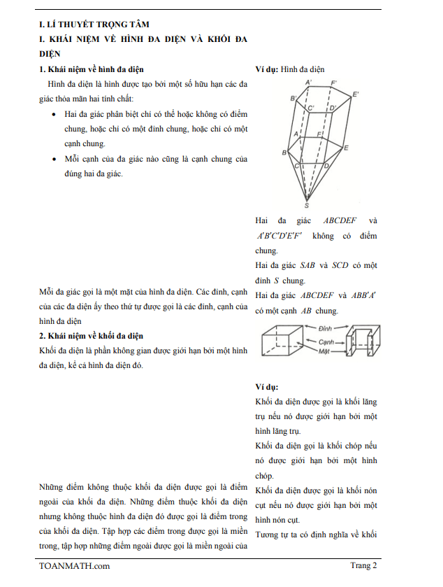 Bài giảng khái niệm về khối đa diện