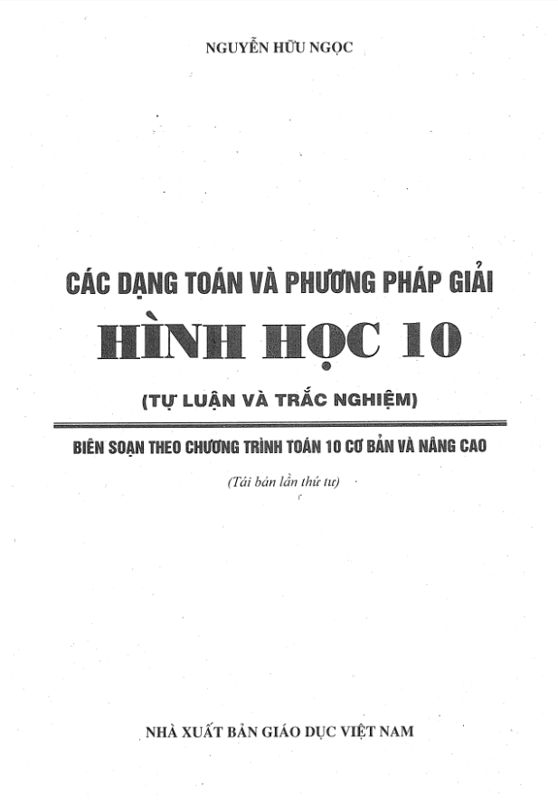 Các dạng toán và phương pháp giải Hình học 10 – Nguyễn Hữu Ngọc