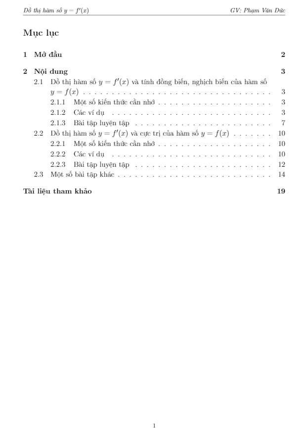 Đồ thị hàm số y = f'(x) – Phạm Văn Đức