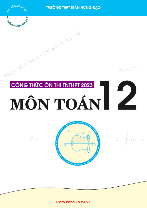 Tổng hợp công thức ôn thi tốt nghiệp THPT môn Toán – Lê Quốc Bảo