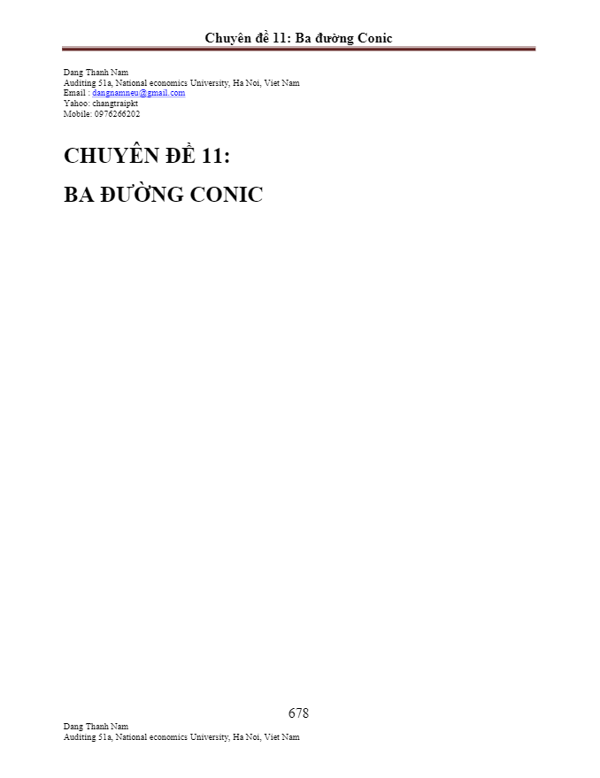 Ba đường Conic – Đặng Thành Nam