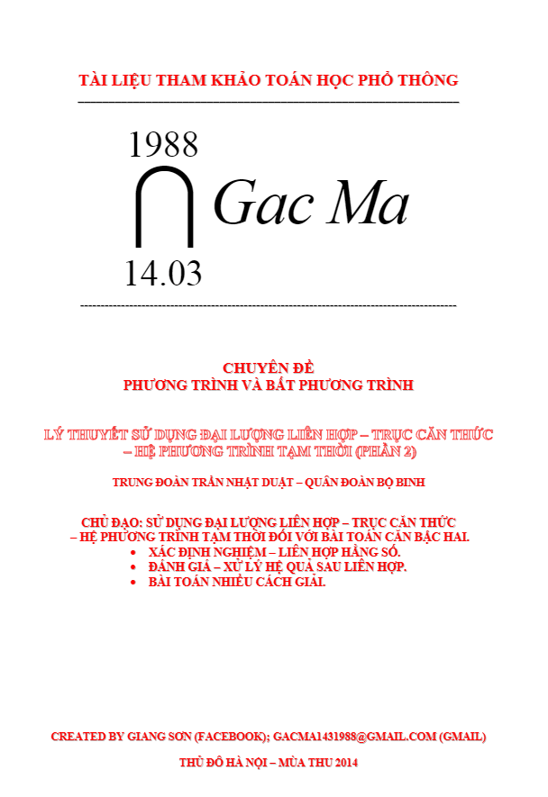 Sử dụng liên hợp hằng số giải phương trình chứa căn (liên hợp 2) – Lương Tuấn Đức
