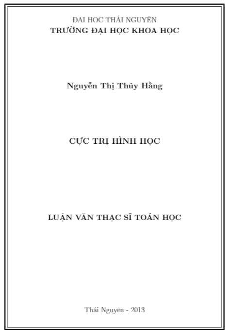 Cực trị hình học – Nguyễn Thúy Hằng