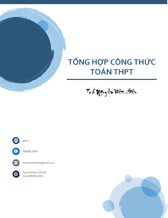 Tổng hợp công thức Toán THPT – Nguyễn Viết Hiếu