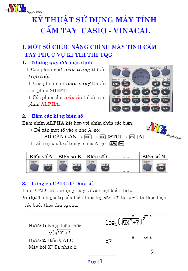 23 kỹ thuật sử dụng máy tính cầm tay Casio – Vinacal giải nhanh Toán 12 – Nguyễn Chiến