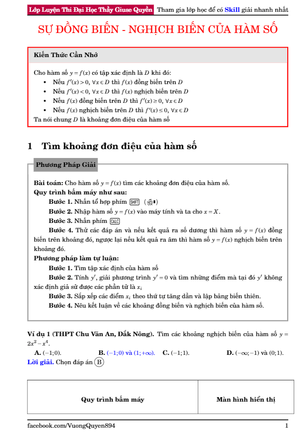 Hướng dẫn giải toán chuyên đề hàm số – Ngô Vương Quyền