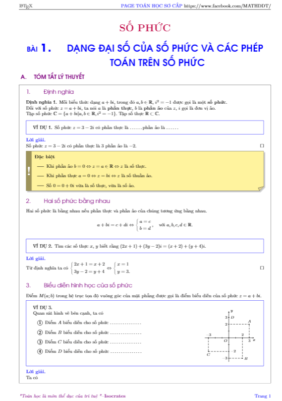 Hướng dẫn giải các dạng toán số phức