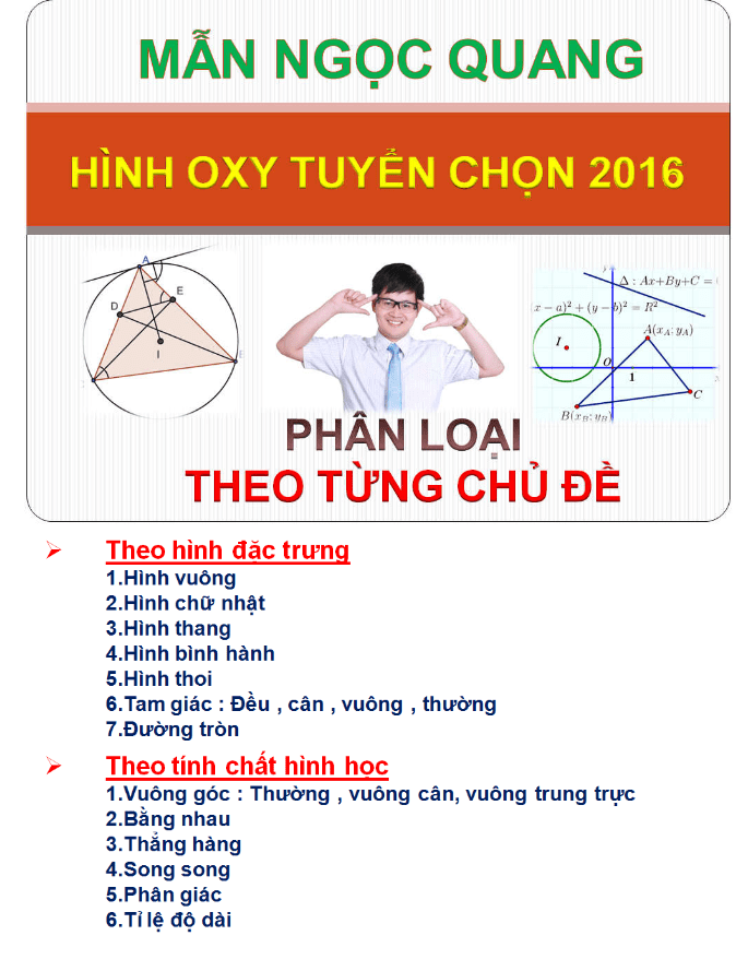 Hình học Oxy tuyển chọn phân loại theo chủ đề – Mẫn Ngọc Quang