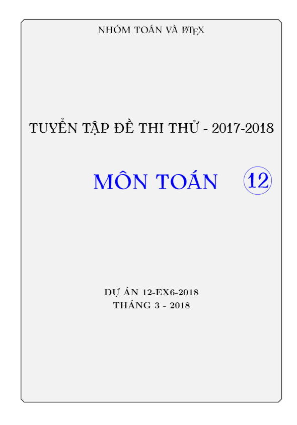 Tuyển tập đề thi thử môn Toán 2018 có đáp án