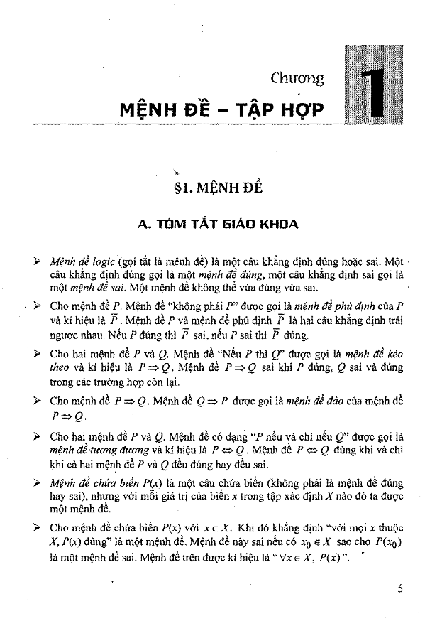 Chuyên đề mệnh đề và tập hợp