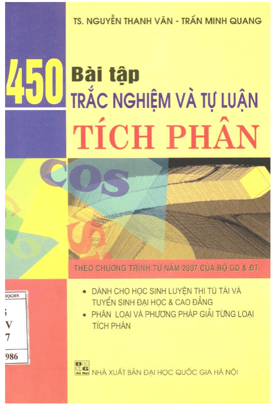 450 bài tập trắc nghiệm và tự luận Tích phân – Thanh Vân, Minh Quang