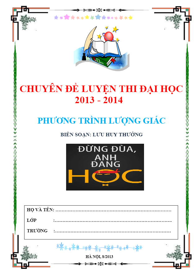Chuyên đề phương trình lượng giác – Lưu Huy Thưởng